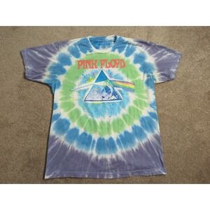 Liquid Blue Shirt Mens Large Tie Dye Pink Floyd Blue Green Crew Neck Band